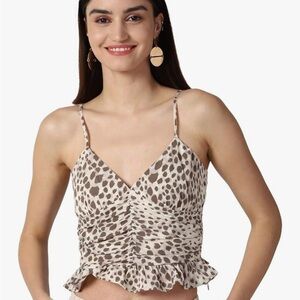 Forever 21 Nude Crop Animal Print Tank Top